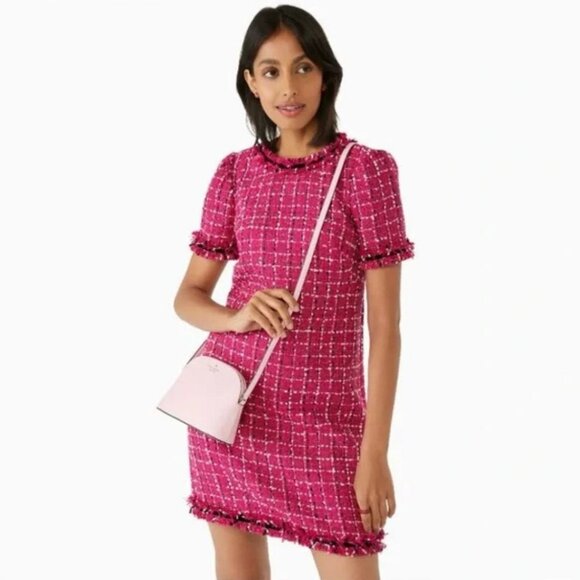 kate spade Dresses & Skirts - Kate Spade Festive Tweed Dress Festive Pink Size 2 Barbie